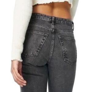 TopShop grey black 100% cotton high rise mom jeans 26